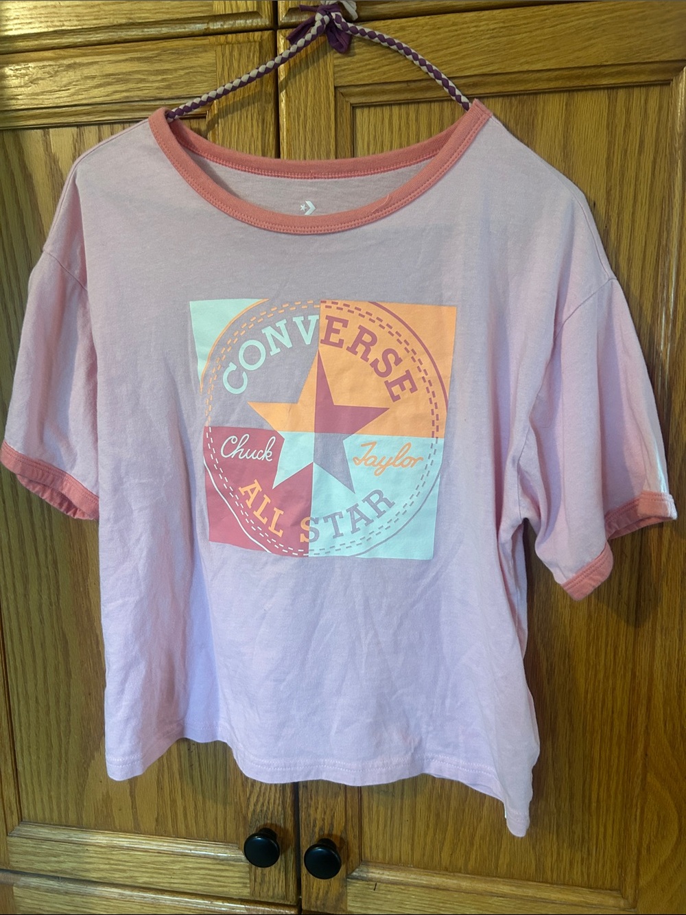 Converse Pink Pastel Graphic Short Sleeve Crop Tee